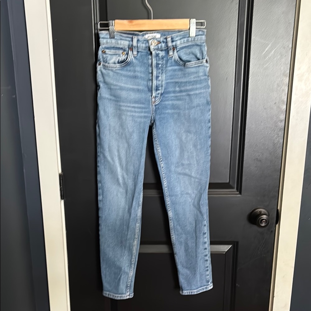 Re/Done Blue Ankle Cropped Jeans High-Rise